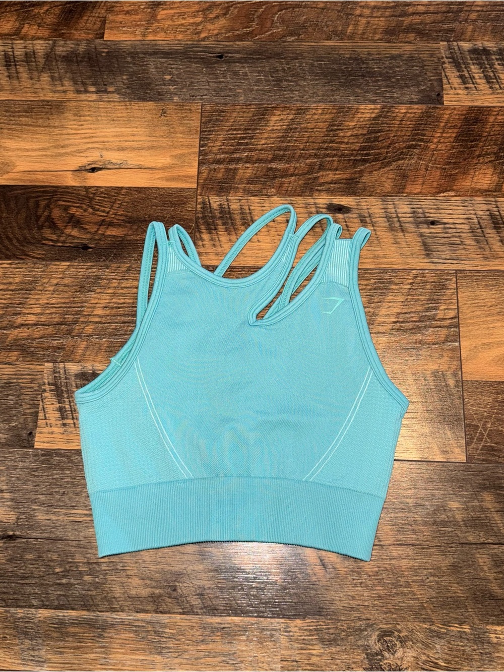 Gymshark Teal Ribbed High-Neck Seamless Sports Bra
